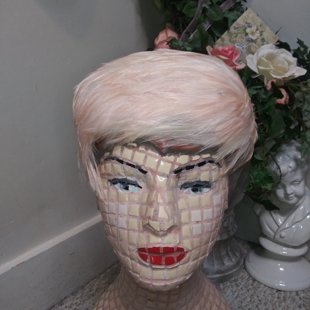 Vintage Pale Pink Feather Fascinator - Picture 8 of 8